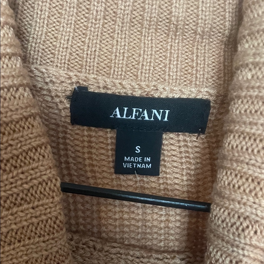 Alfani Brown and Cream Cowl Neck Sweater Dress - Picture 2 of 2